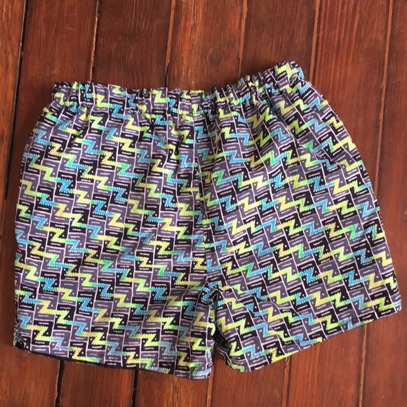 Vintage Stubbies reversible geometric print elastic waist unlined swim trunks - Picture 4 of 7